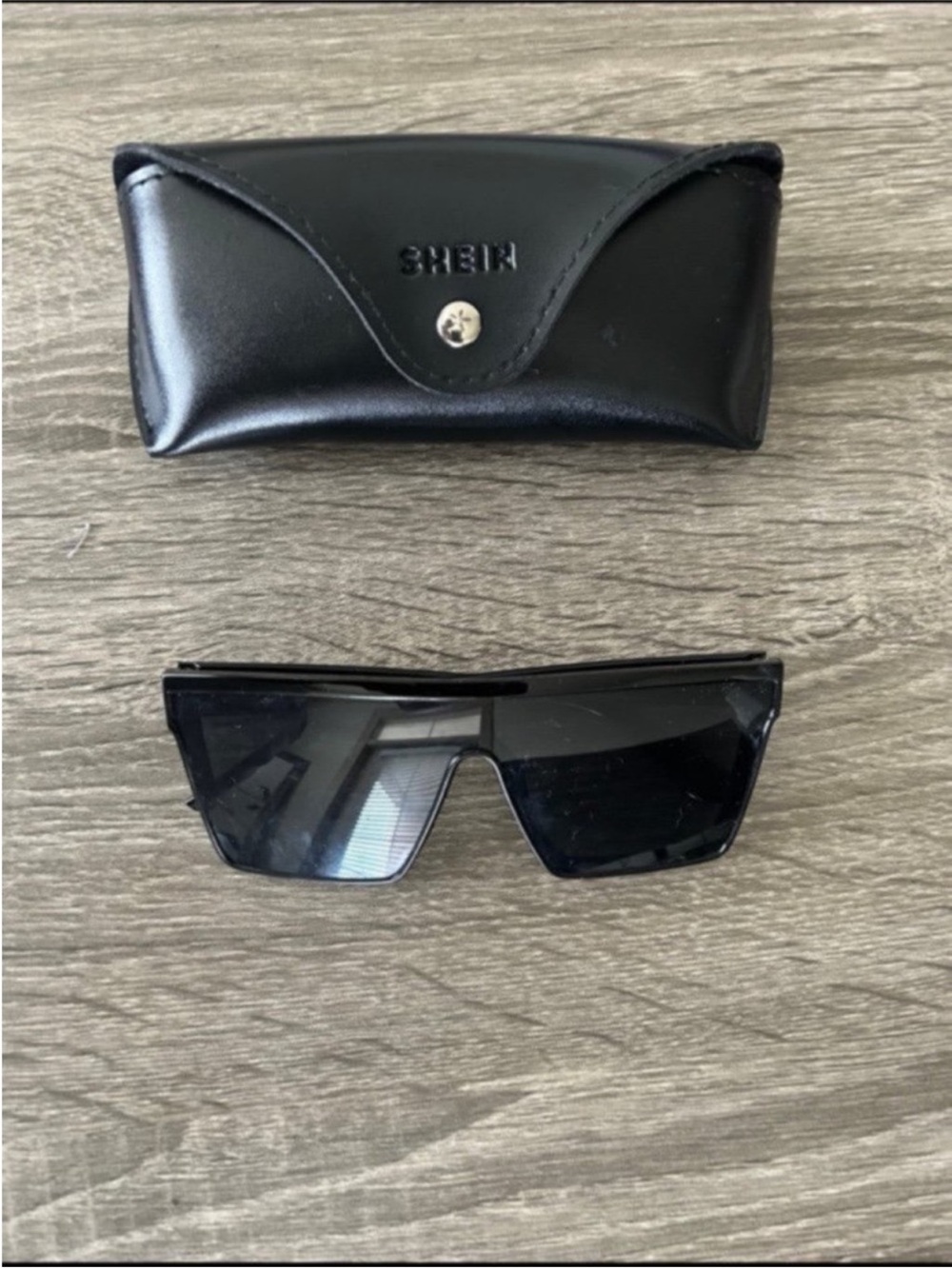 Black Shield Sunglasses for Women with Matching Case